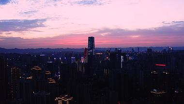 4k航拍重庆唯美火烧云晚霞城市风光视频的预览图