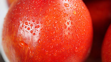 4K桃子油桃摆盘摆拍水果特写带水珠的桃子的预览图