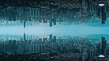 4k航拍重庆密集楼房建筑城市倒影视频的预览图