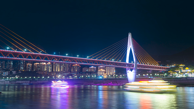 4k实拍重庆千厮门大桥城市夜景延时视频的预览图