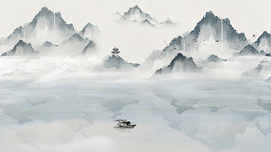 原创中国风淡雅水墨山水视频背景AE模板视频的预览图