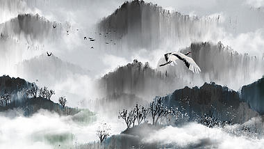 原创中国风豪迈泼墨山水画视频背景AE模板视频的预览图