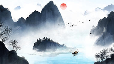 原创中国风大气磅礴宣纸水墨画视频背景视频的预览图