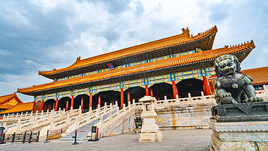 8K震撼北京紫禁城金銮殿太和殿正门风光延时视频的预览图