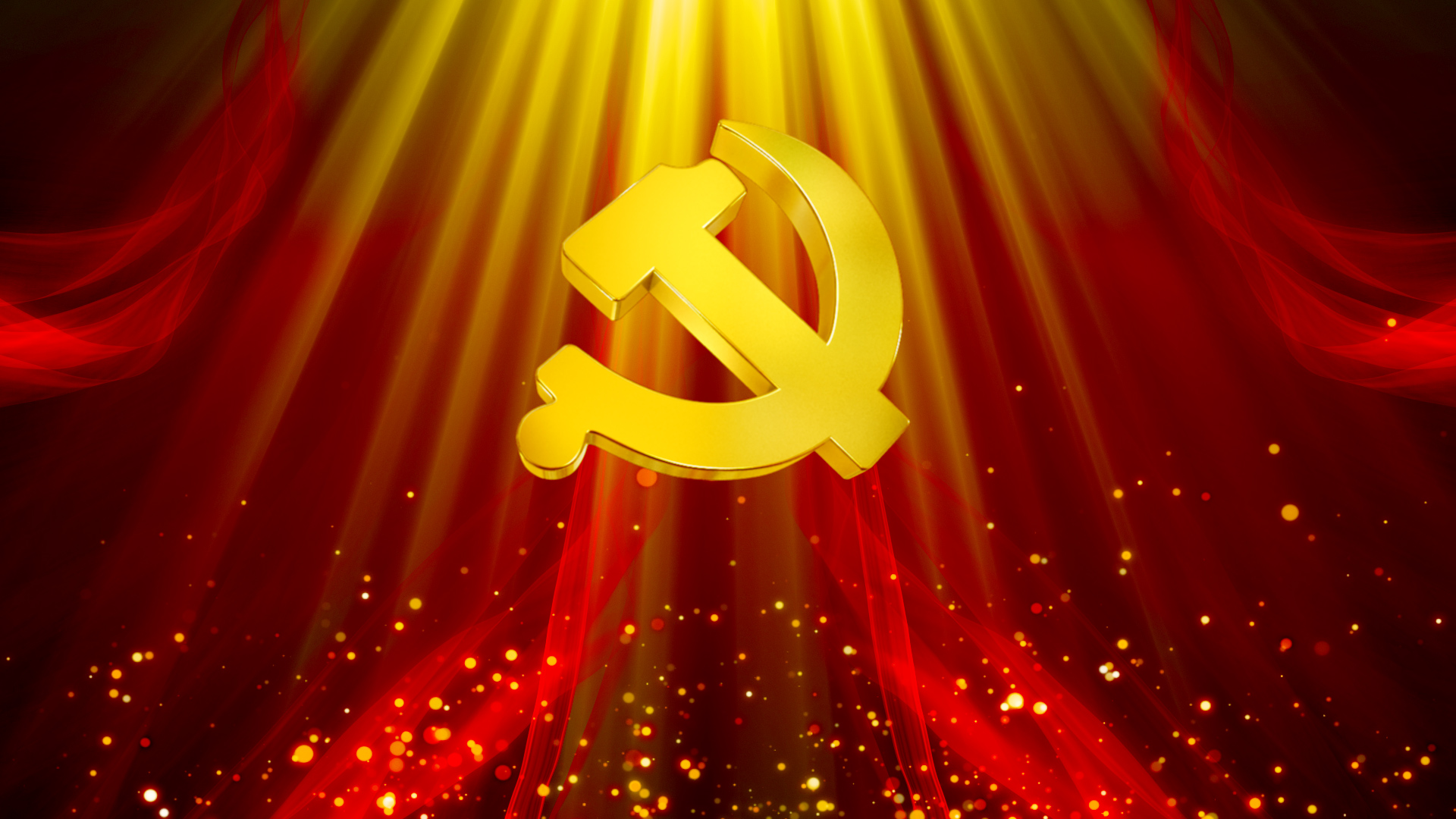 金色粒子党政党建建党红色动态视频背景视频AE模板视频的预览图