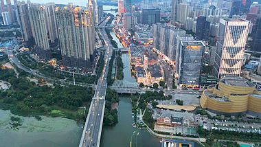 4K武汉城市建筑群楚河汉街夜景航拍实拍视频视频的预览图