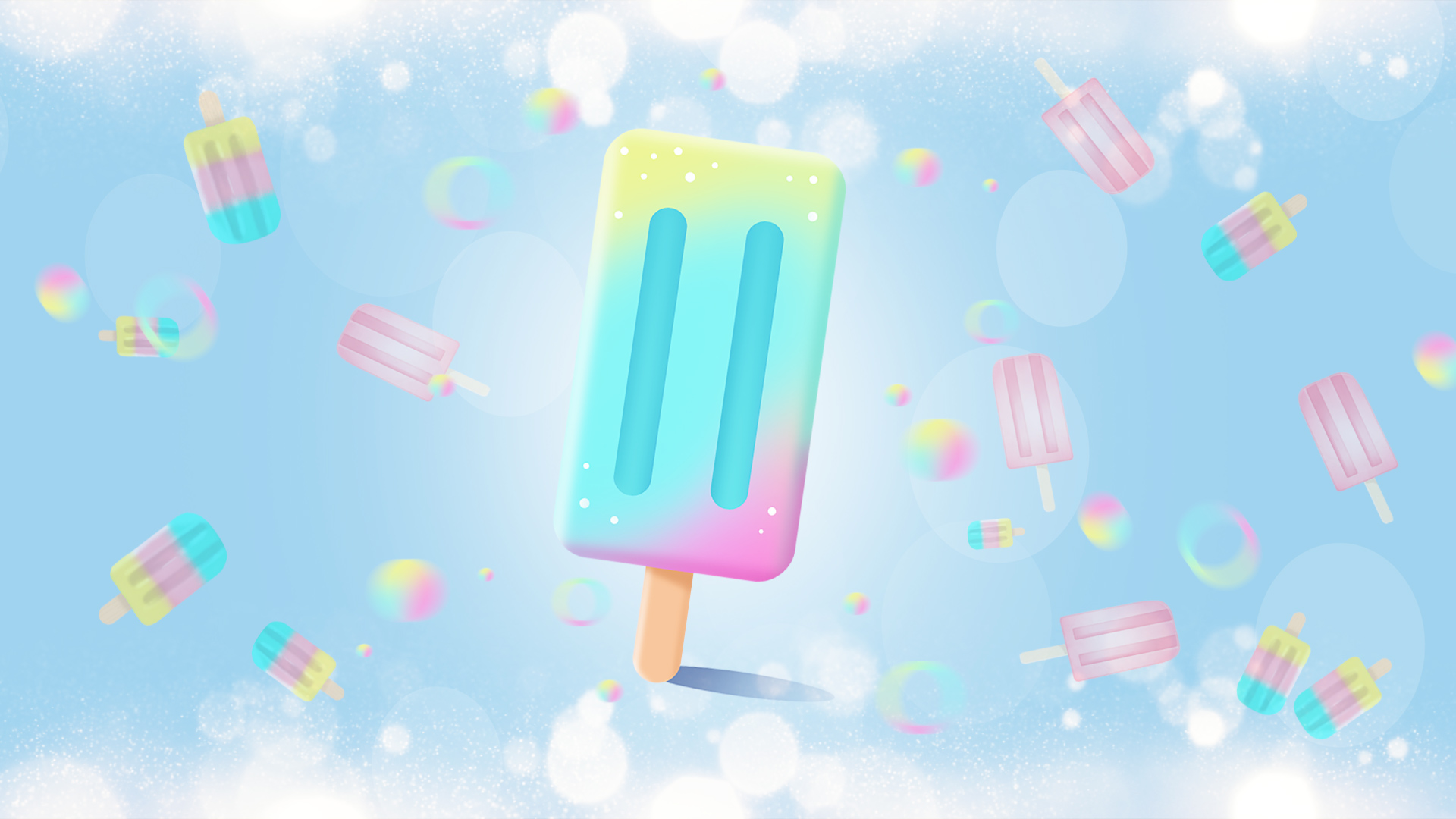 原创夏天夏季夏日雪糕冰激凌蓝色背景视频动态背景视频的预览图