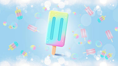 原创夏天夏季夏日雪糕冰激凌蓝色背景视频动态背景视频的预览图