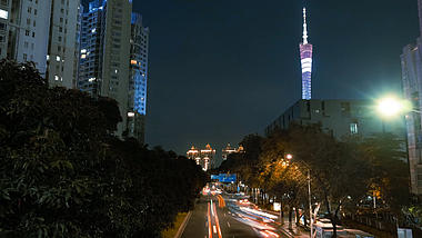 4k广州城市地标广州塔夜景天桥实拍延时视频的预览图