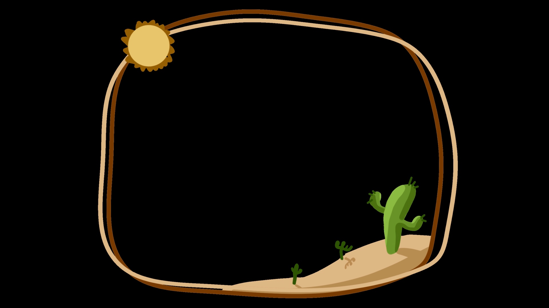 炎热沙漠边框仙人掌植物动图视频边框带通道mov视频的预览图