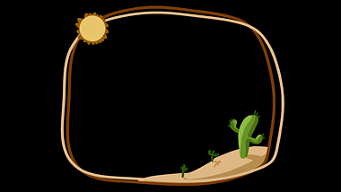 炎热沙漠边框仙人掌植物动图视频边框带通道mov视频的预览图