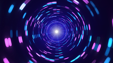 原创发光蓝紫色梦幻隧道闪烁穿梭视频LED背景视频的预览图