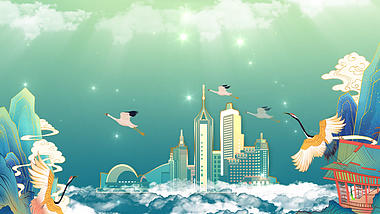 原创60秒国潮中国风建筑城市背景AE模板视频的预览图