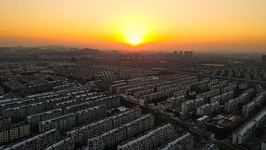 4K航拍城市落日余晖夕阳视频美景晚霞自然风景视频的预览图