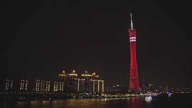 4k夜幕中的广州地标广州塔小蛮腰夜景视频的预览图
