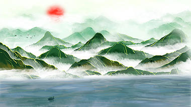原创中国风绵延山川水墨视频背景AE模板视频的预览图