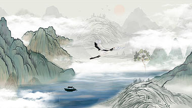 原创中国风云中仙鹤风景视频背景AE模板视频的预览图