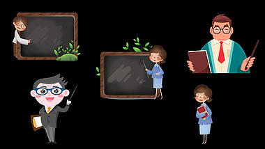 女教师教育小人物学习讲课黑板植物免扣视频元素视频的预览图