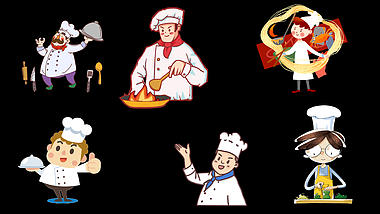 白帽子烹饪炒菜竖着大拇指面条美味端菜免扣视频元素视频的预览图
