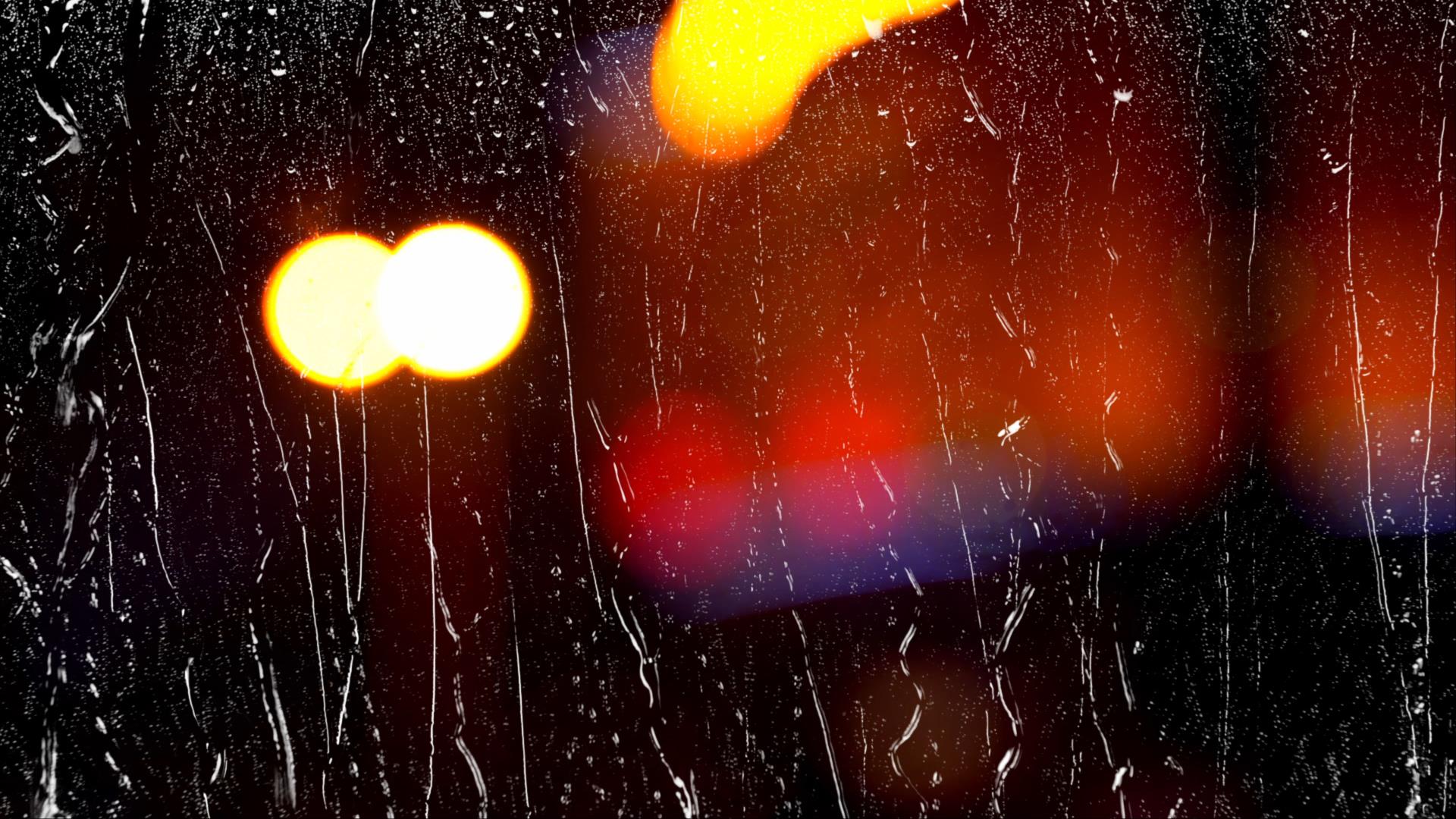 4K拍摄夜晚下雨雨水划过玻璃意境空境视频的预览图
