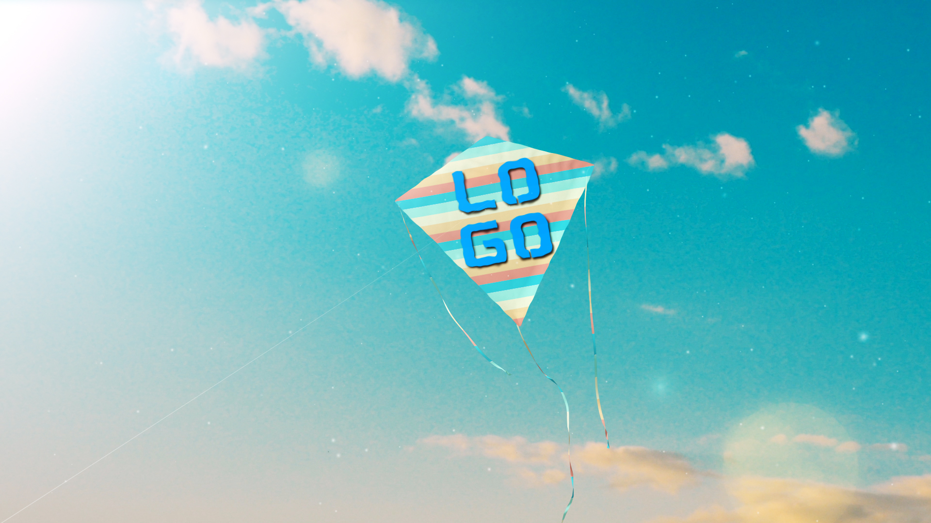 清新蓝天风筝企业LOGO片头ae模板视频的预览图