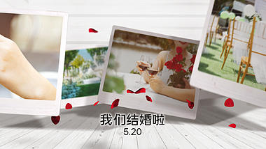清新玫瑰花瓣三维空间结婚相册婚礼开场视频的预览图