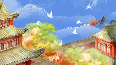 原创中国风皇宫墙内风景视频背景AE模板视频的预览图