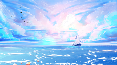 梦幻唯美大海帆船沙滩背景视频AE模板视频的预览图
