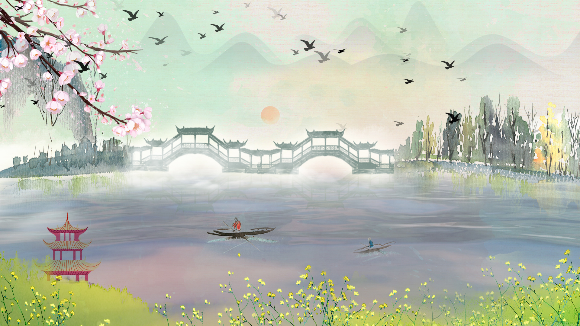原创中国风水乡美丽风景视频背景视频的预览图