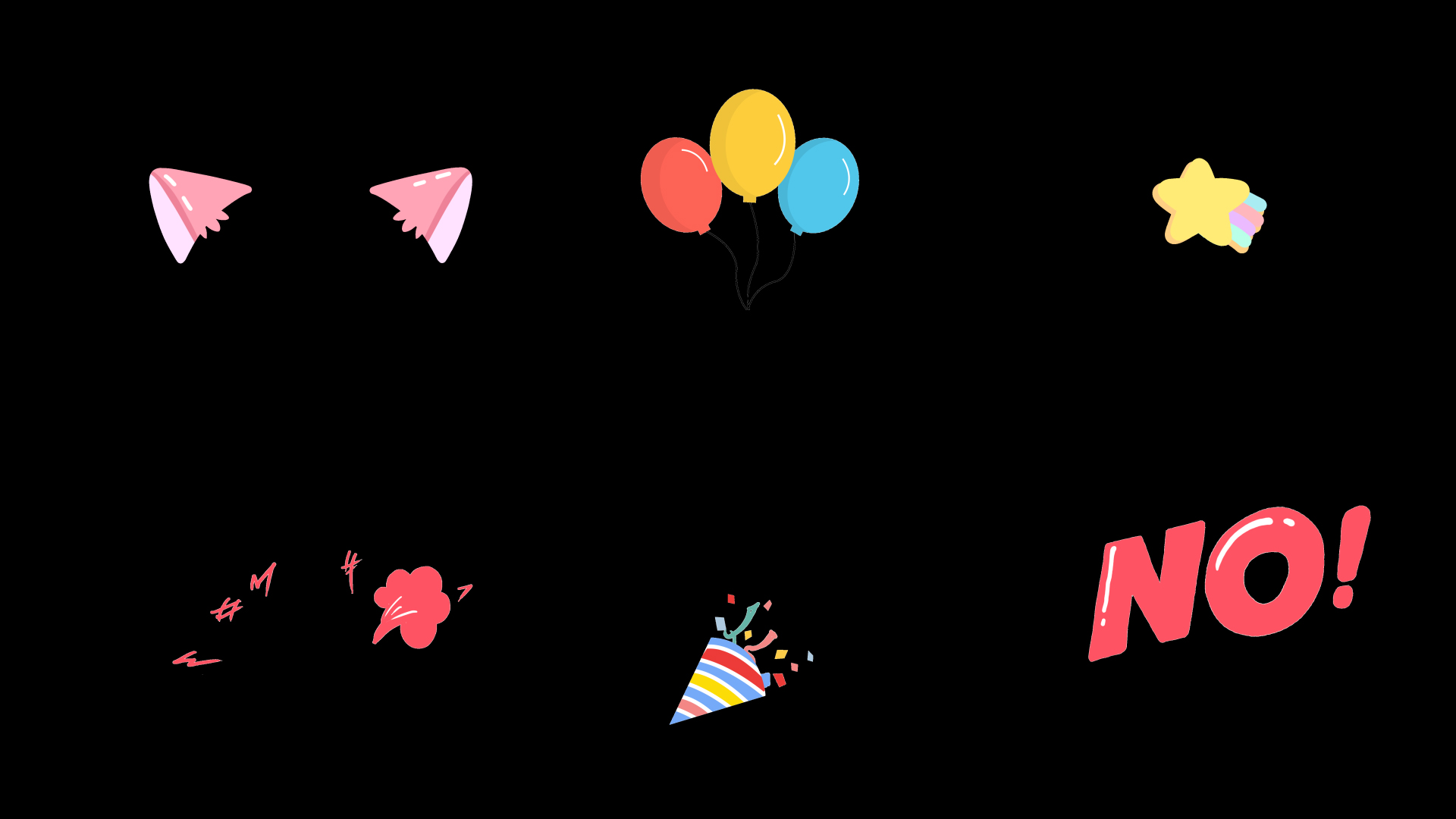彩虹星星生日派对彩色气球礼花彩带庆祝生日mov带通道视频元素视频的预览图