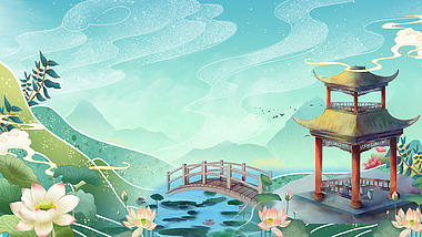 原创中国风绝美荷花风景视频背景视频的预览图
