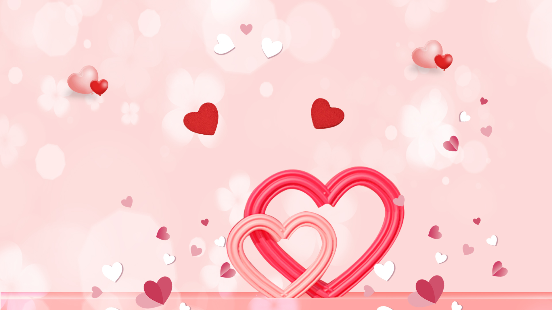 原创七夕情人节粉色立体爱心视频动态视频背景视频的预览图