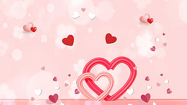 原创七夕情人节粉色立体爱心视频动态视频背景视频的预览图