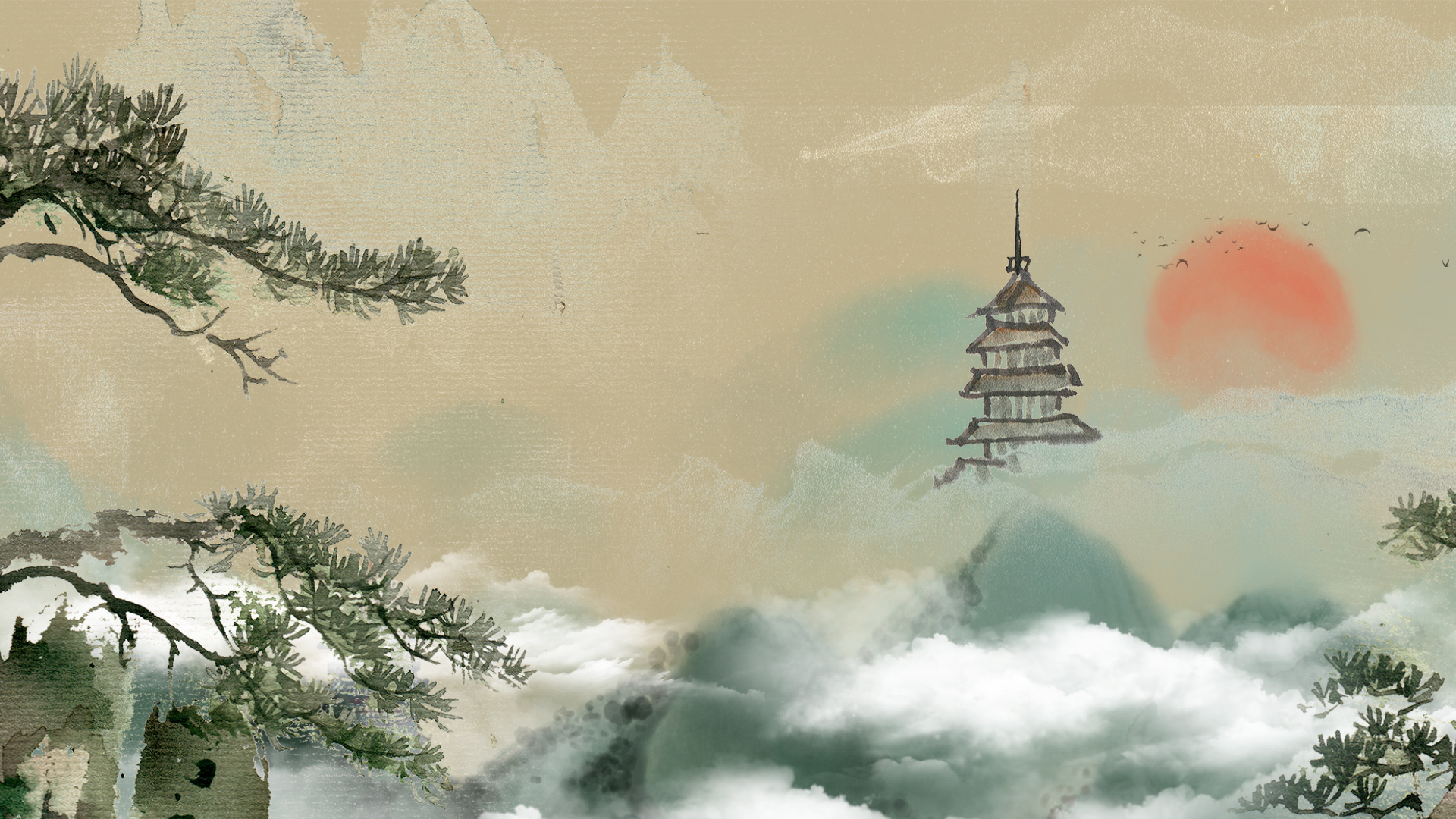 原创中国风大气水墨风景景视频背景视频的预览图
