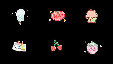可爱红色苹果樱桃水果冷饮雪糕融化mov带通道视频元素视频的预览图
