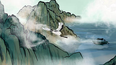 原创中国风水墨仙境云雾视频背景视频的预览图