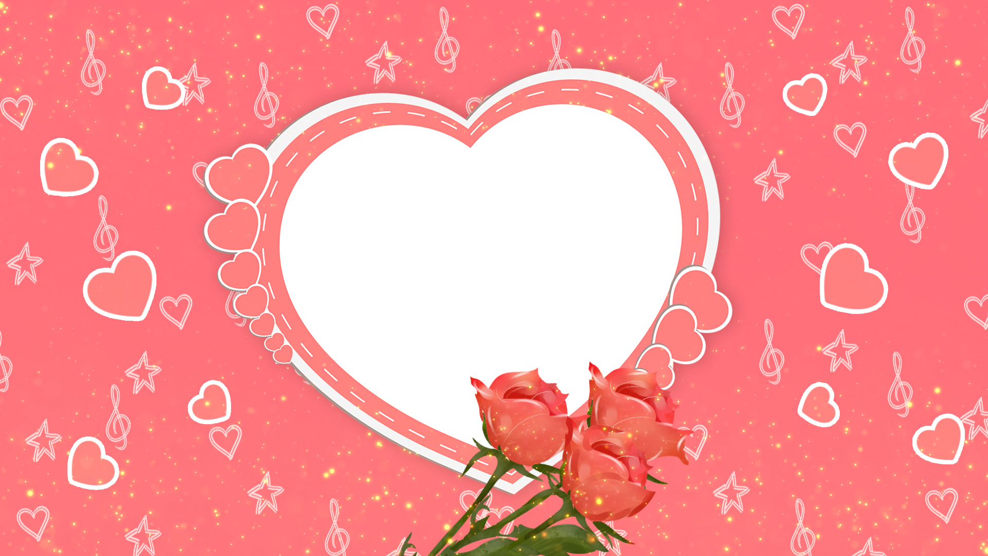 原创七夕情人节粉色爱心红色玫瑰花约会浪漫动态视频背景视频的预览图