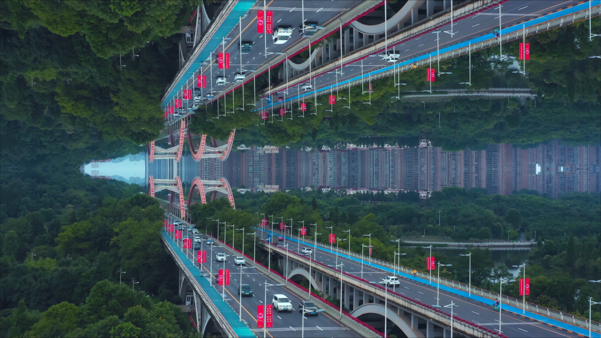 4K航拍贵阳城市大桥倒影视频的预览图