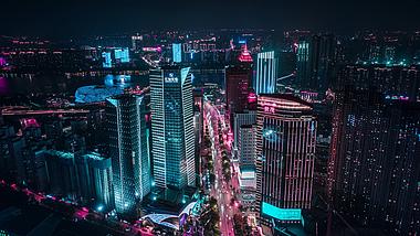 4k航拍科技感赛博朋克沈阳城市中轴线夜景车流延时视频的预览图
