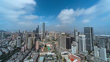8k大连中山广场商务区蓝天白云延时摄影视频的预览图