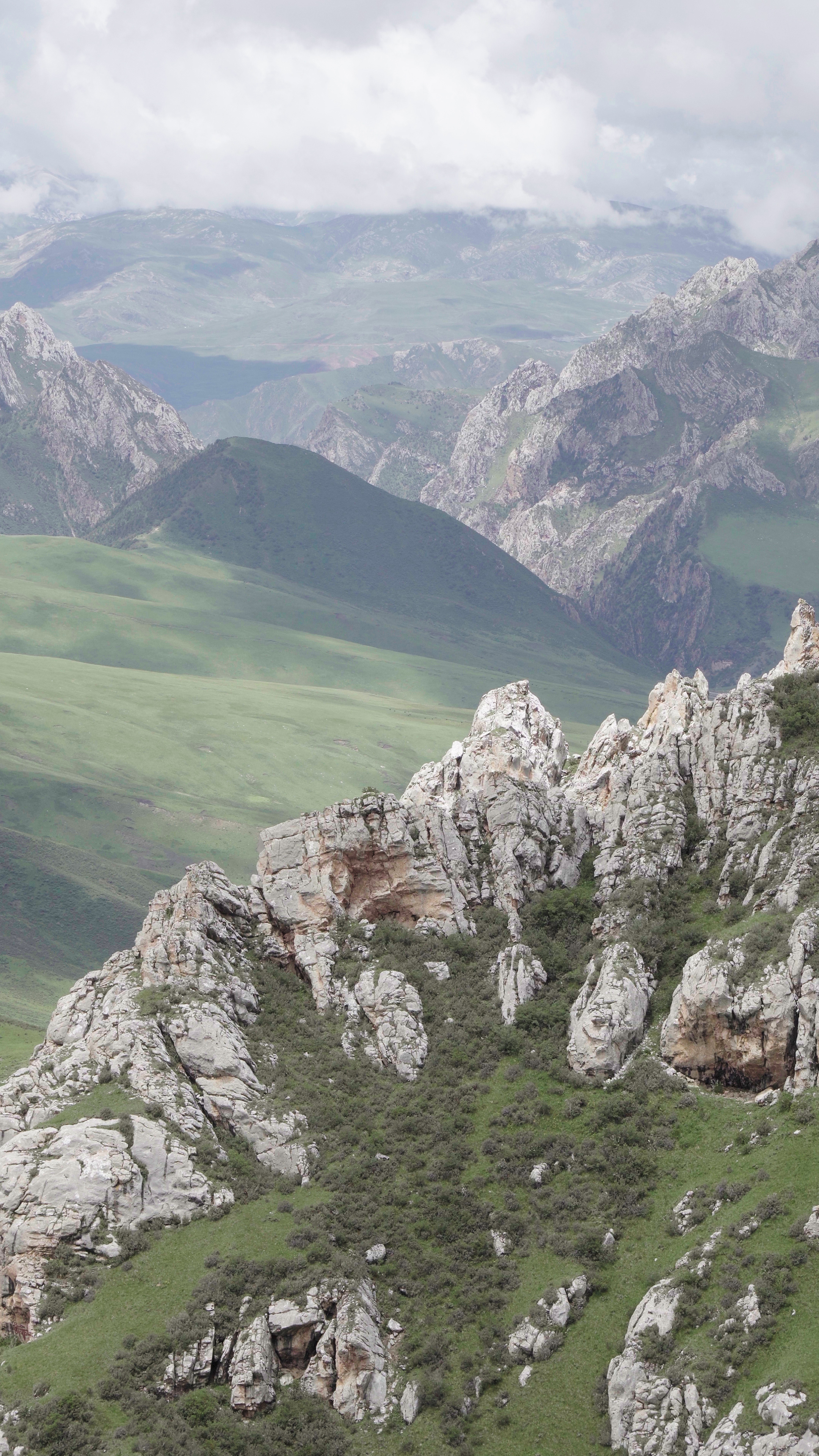 竖屏实拍高原草甸石头山风景视频视频的预览图