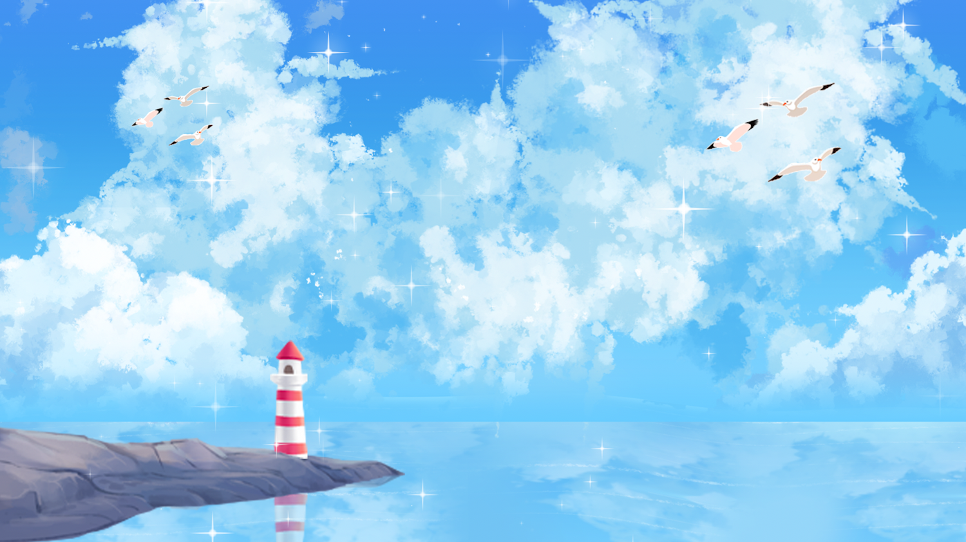原创天空蓝天唯美海鸟灯塔风景视频动态背景视频的预览图