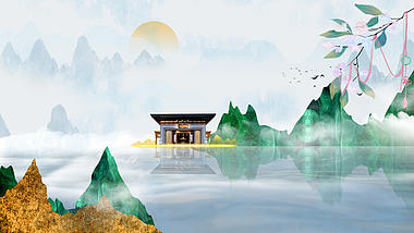 原创中国风淡雅建筑风景视频背景视频的预览图