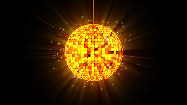 酒吧蹦迪舞台发光灯球旋转酷炫金色视频特效视频的预览图