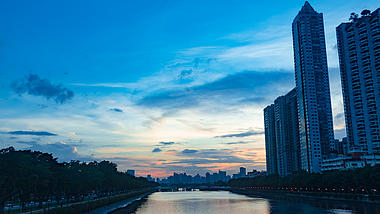 4k广州城市大桥晚霞风光实拍延时视频的预览图