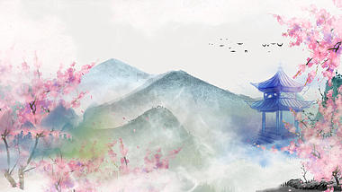 原创中国风美丽水墨幻境视频背景视频的预览图