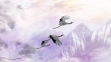 原创中国风紫色梦幻水墨视频背景视频的预览图
