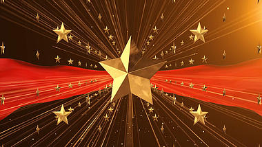 金色粒子红绸五角星背景视频背景视频的预览图