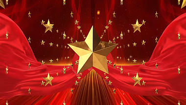 红绸五角星闪闪发光背景视频背景视频的预览图