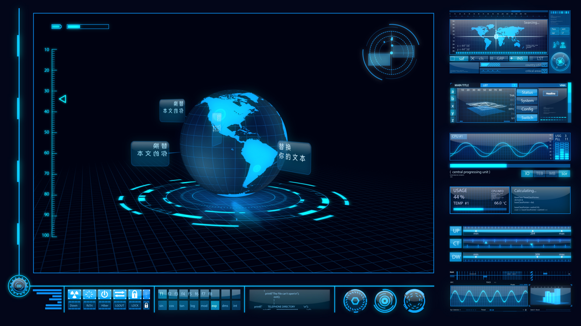 深蓝科技感HUD三维地球数据面板ae模板视频的预览图